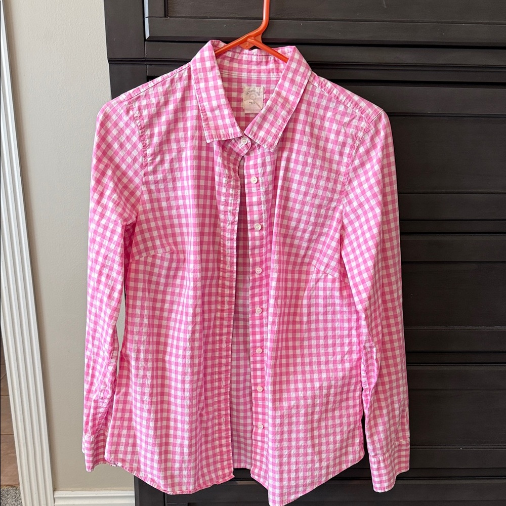 J. Crew Pink Gingham Button Down Shirt